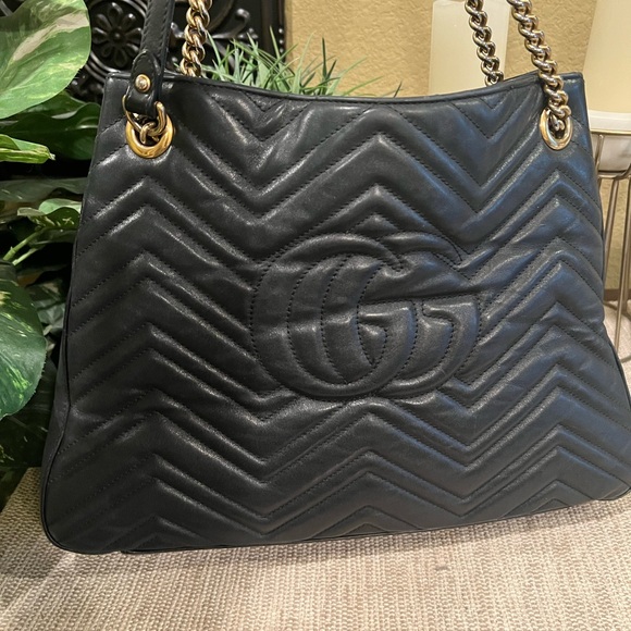 SOLD Gucci black Marmont handbag shoulder bag large chain strap - Picture 15 of 15